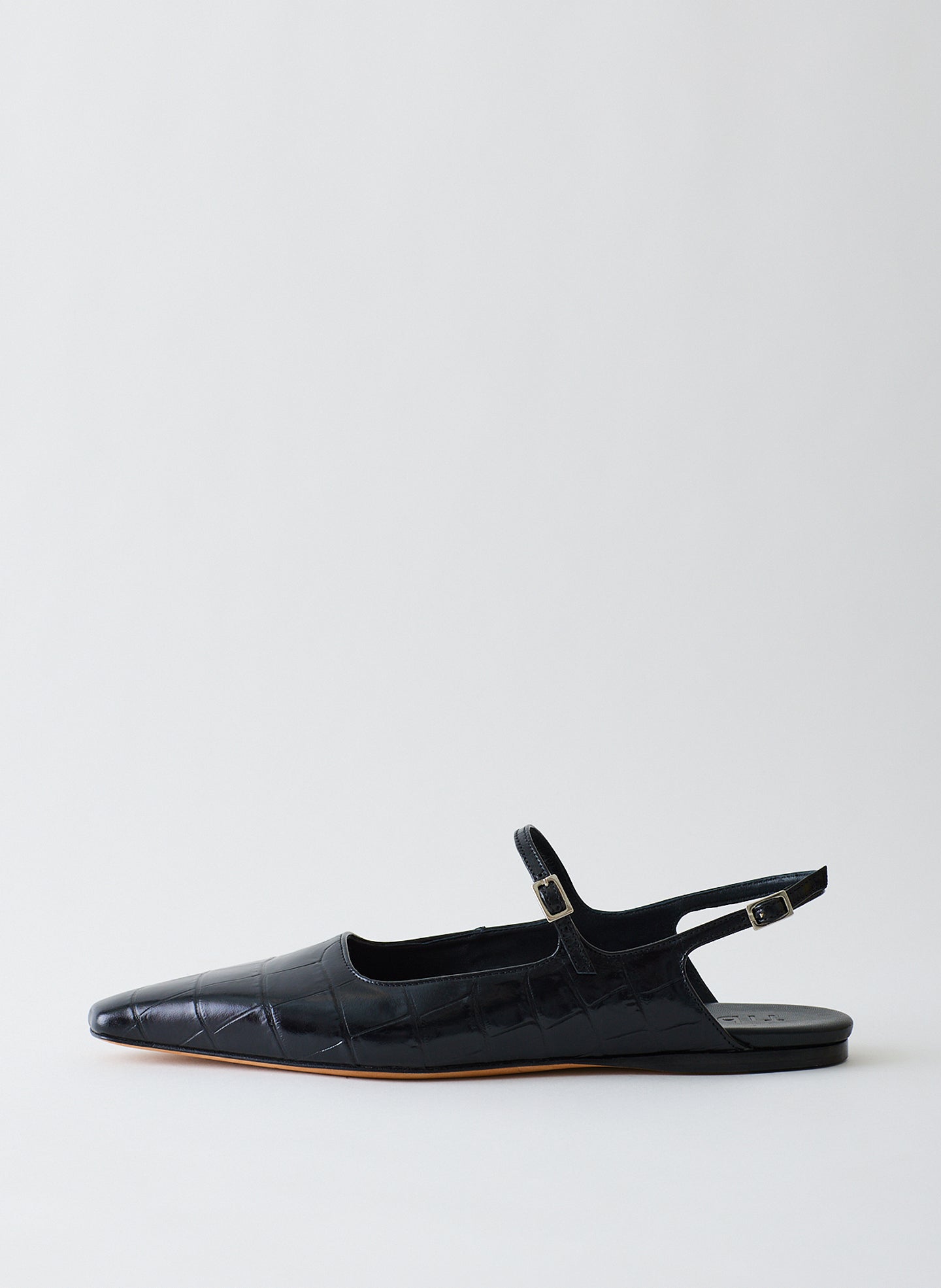 Croc Print Rudy Flat - Black-1