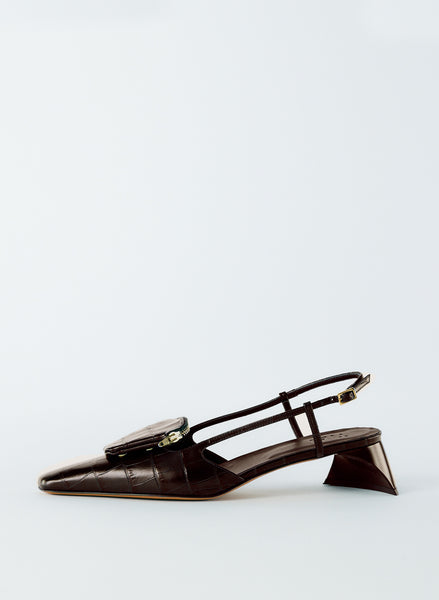 スリッポン 'City Glistening Abstract Embroidery' slingback Brown SF23VI1294-VICTOR-CROCPRINT-