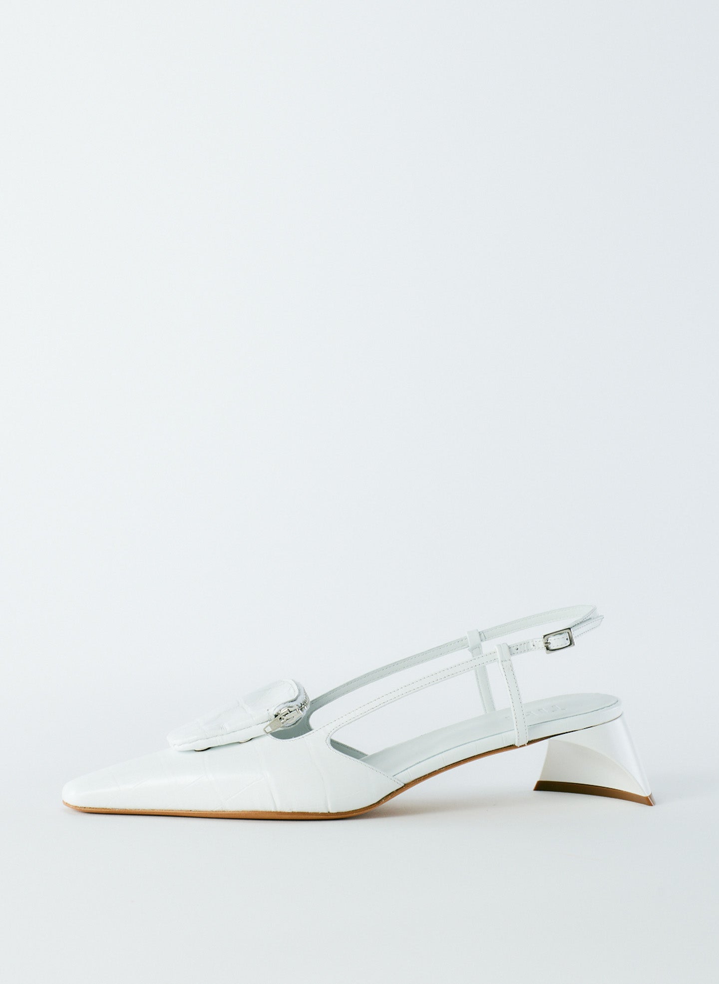 Croc Print Victor Slingback - White-1