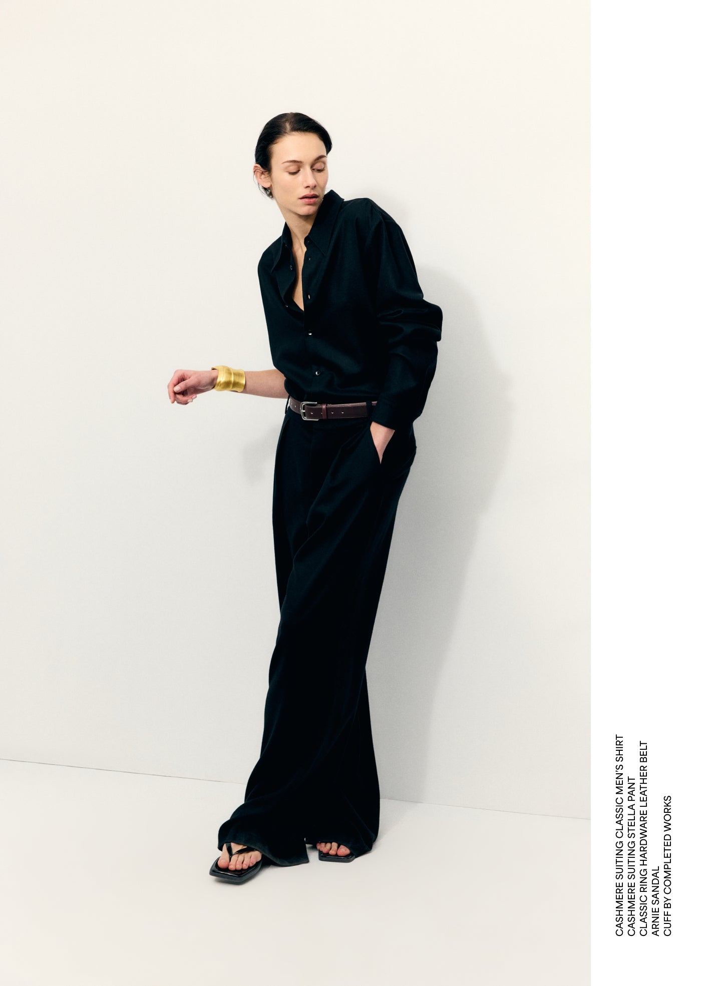 Black Cashmere Suiting Stella Pant - editorial image on model