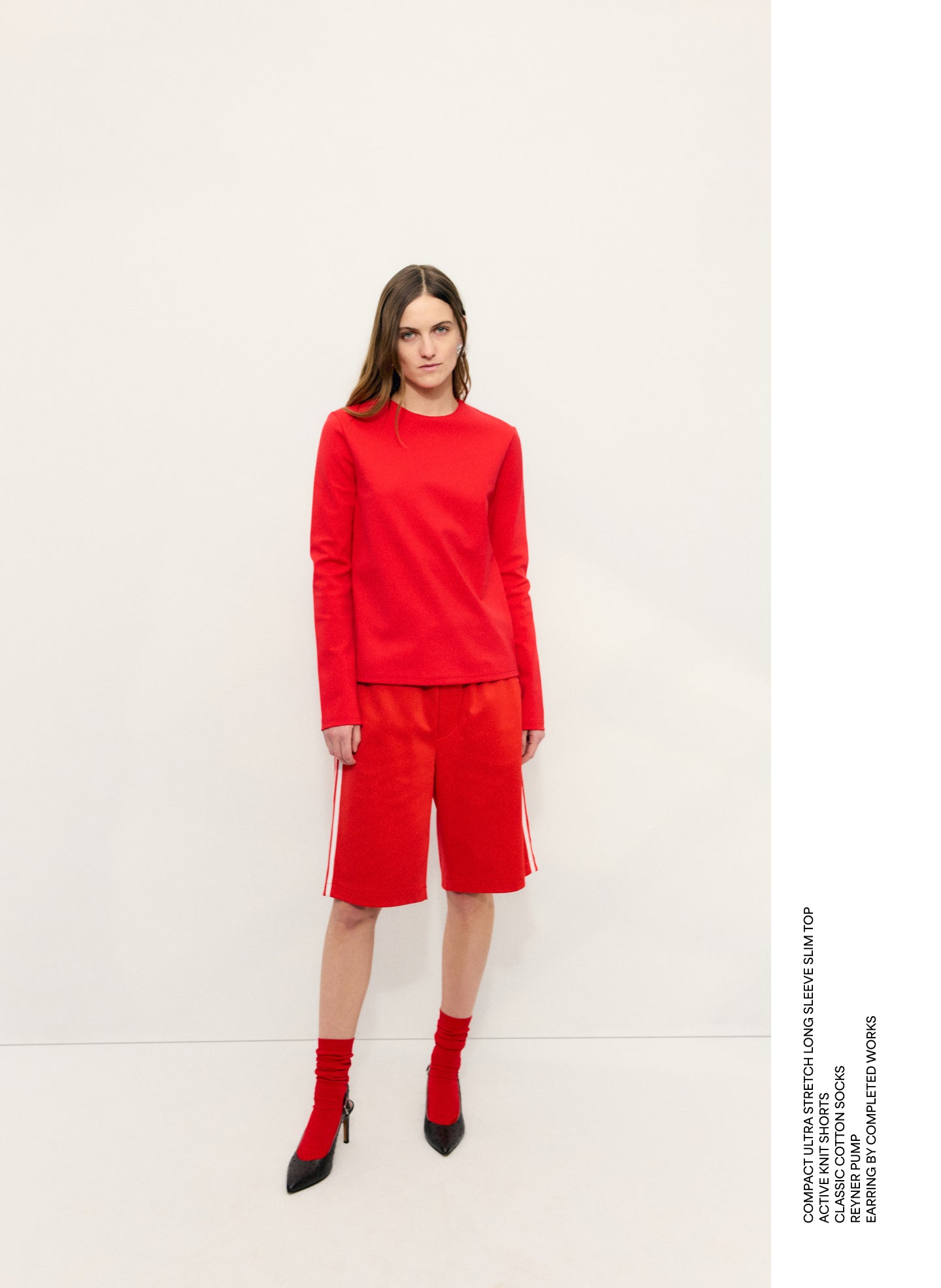 Compact Ultra Stretch Knit Long Sleeve Top - editorial image on model