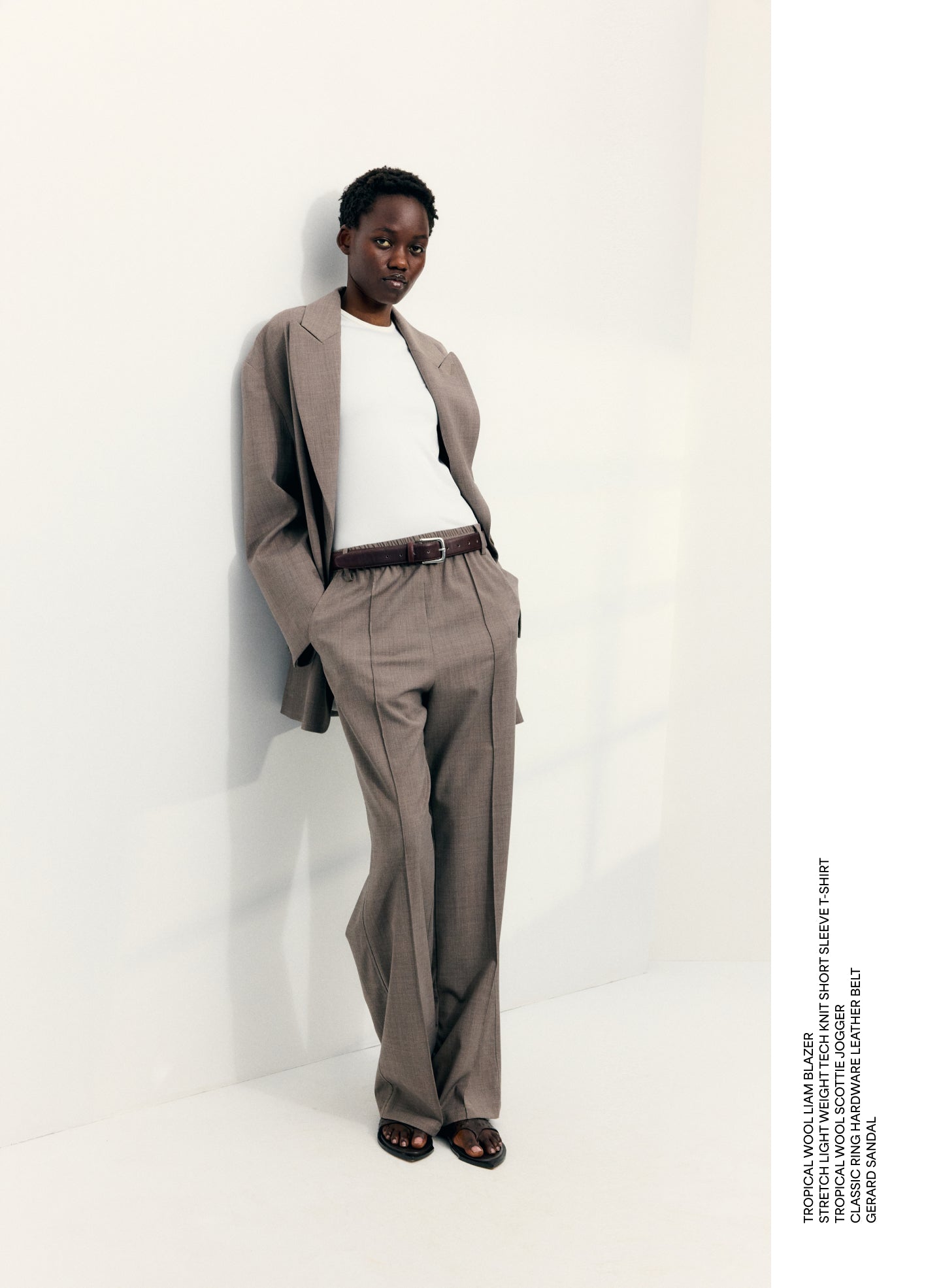 Cedar Melange Tropical Wool Scottie Jogger - editorial image on model