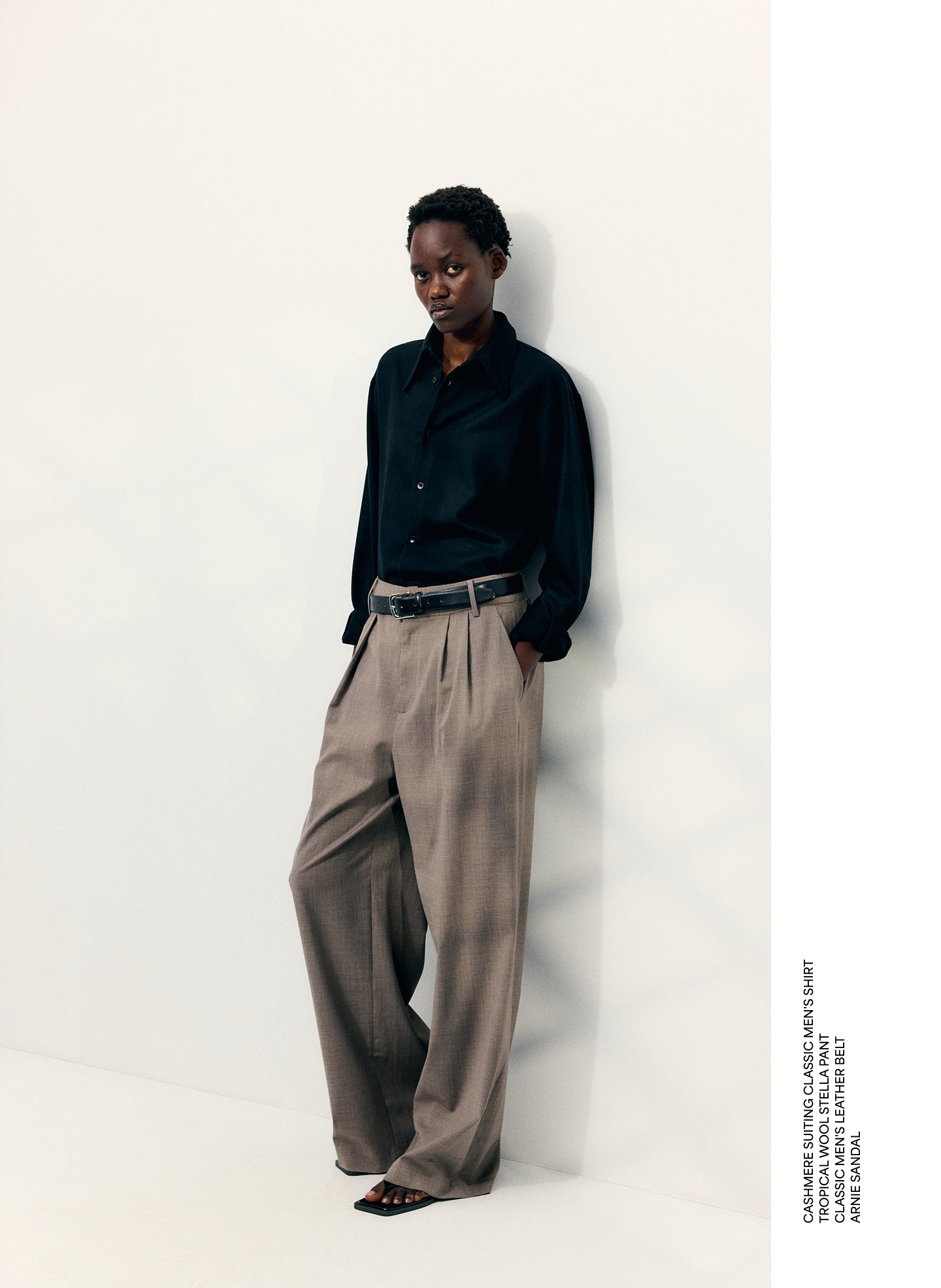 Cedar Melange Tropical Wool Stella Pant - editorial image on model