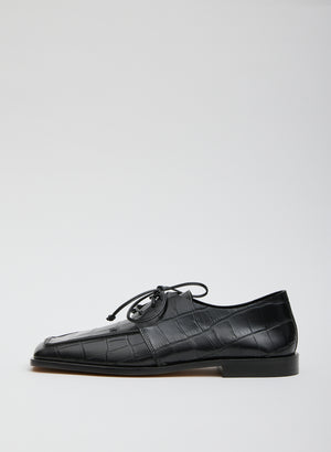 Black Brody Square Toe Loafer Crocodile Embossed - leather, side view