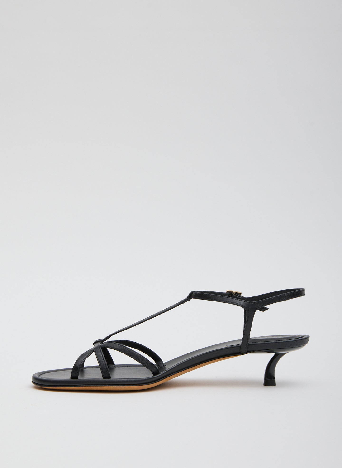 Christopher Heel - Dark Navy Christopher Heel - heeled leather sandal, side view