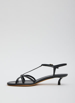 Dark Navy Christopher Heel - heeled leather sandal, side view