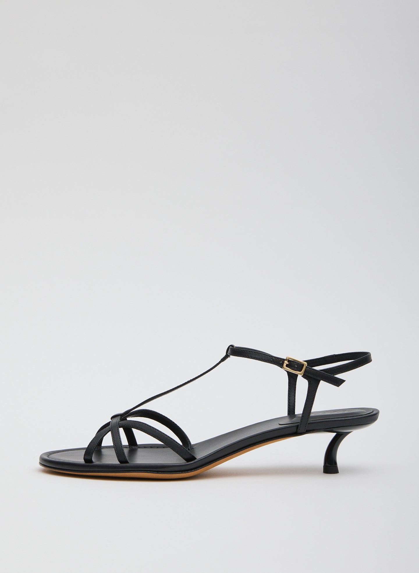 Dark Navy Christopher Heel - heeled leather sandal, side view