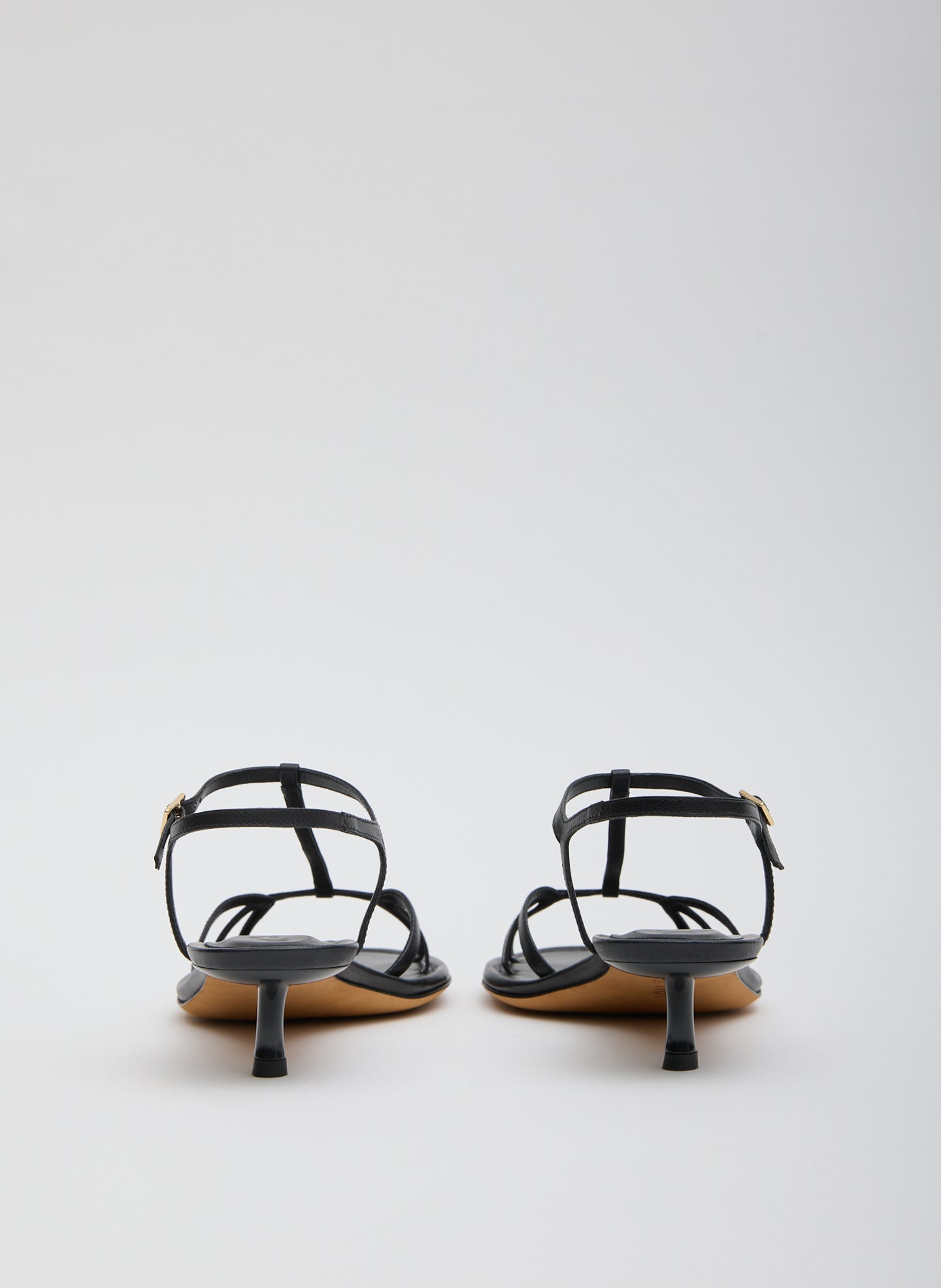 Dark Navy Christopher Heel - heeled leather sandal, back view