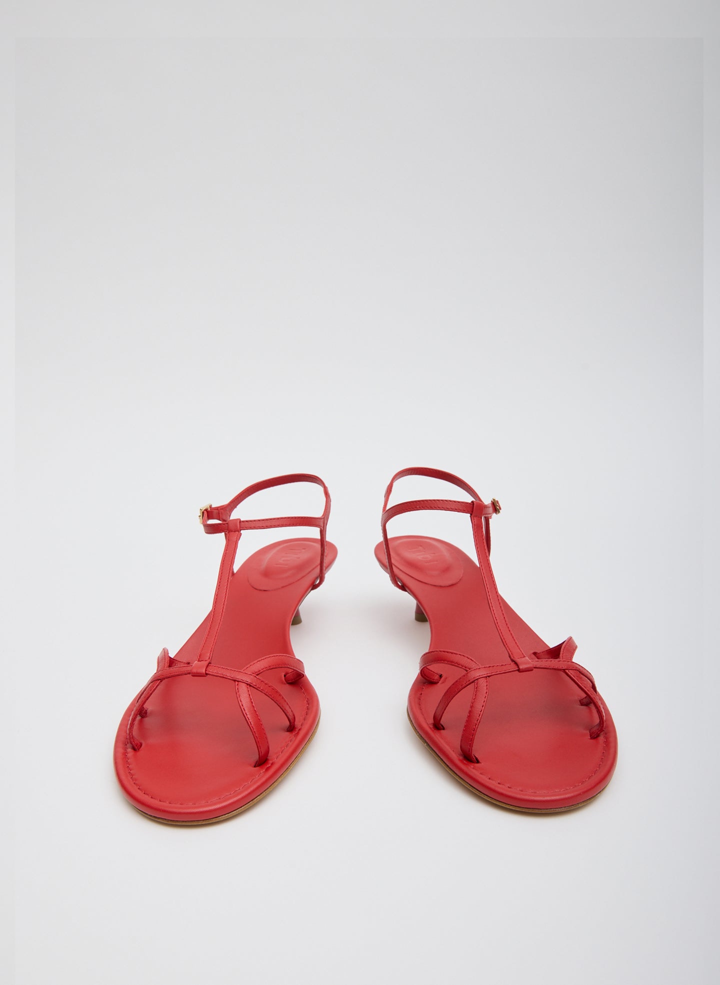 Red Christopher Heel - heeled leather sandal, front view