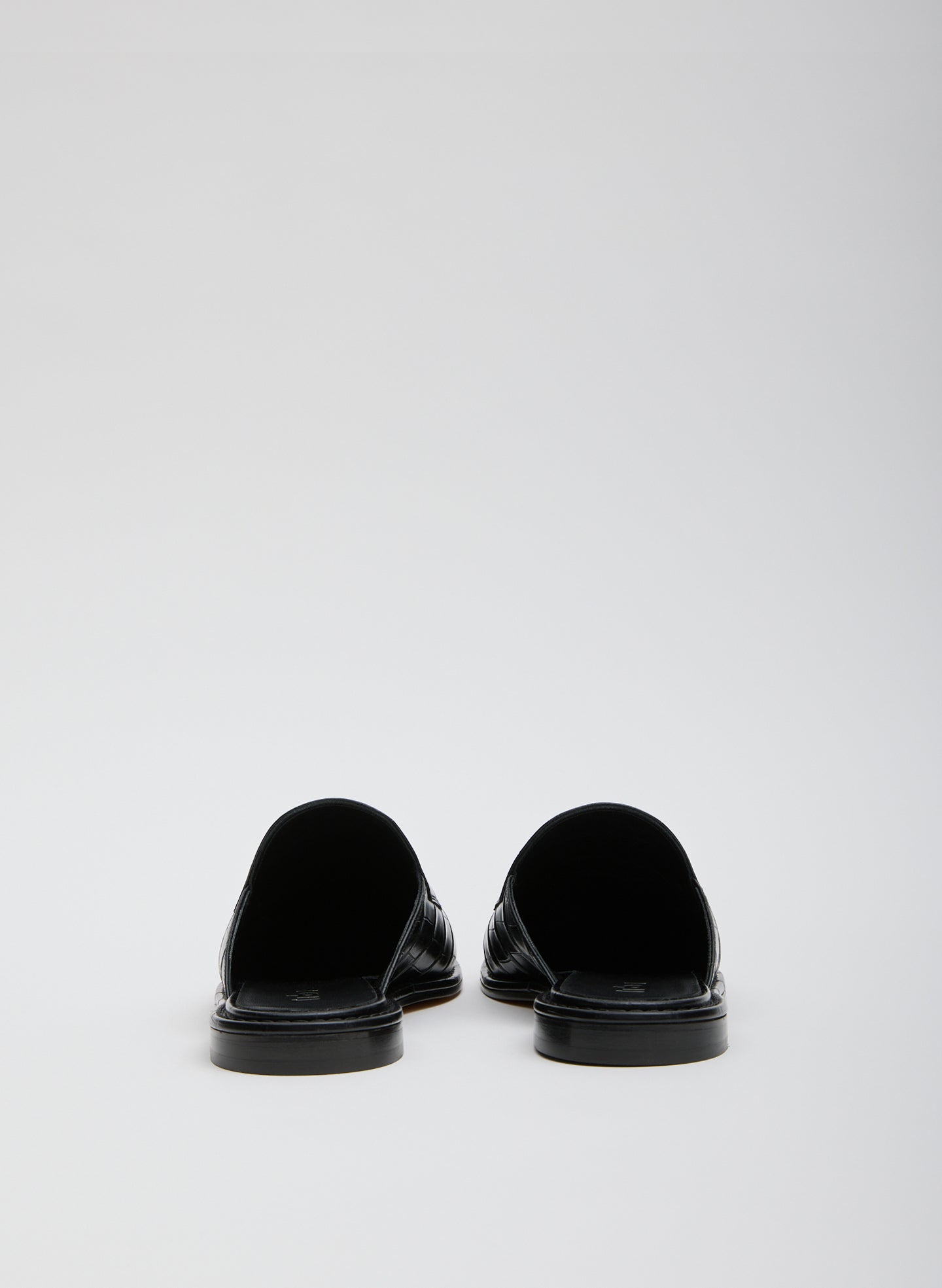 Black Herbert Slide Crocodile Embossed - leather loafer slide, back view