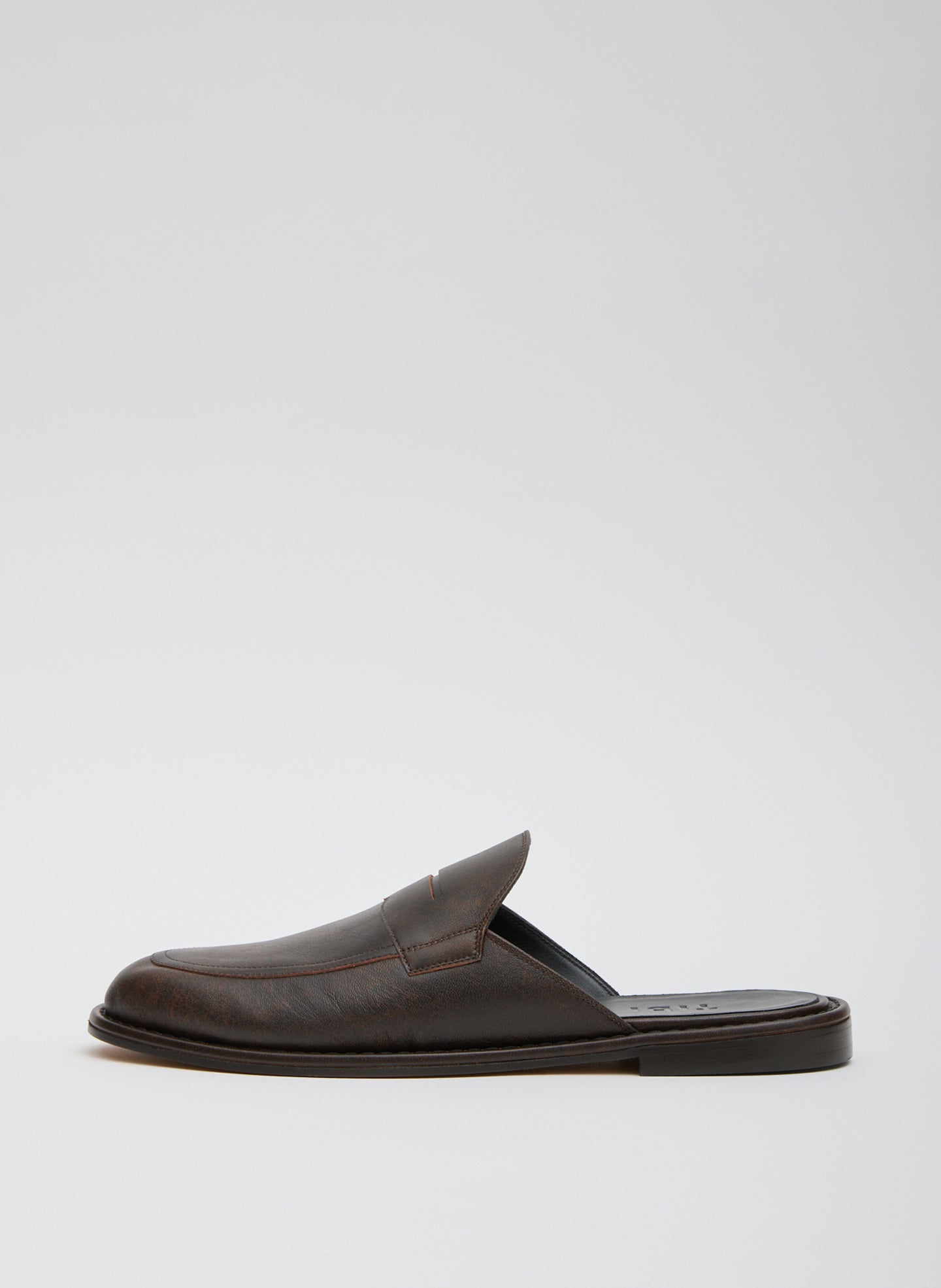 Herbert Slide - Brown Leather Herbert Slide - loafer slide, side view
