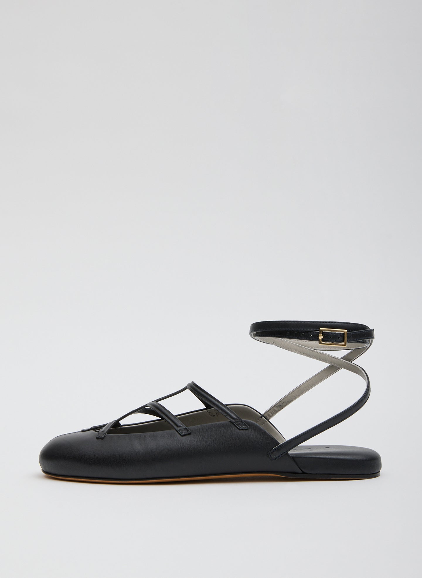 Dark Navy Jean-Claude Flat - caged ballet flat, side view
