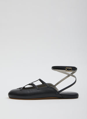 Dark Navy Jean-Claude Flat - caged ballet flat, side view