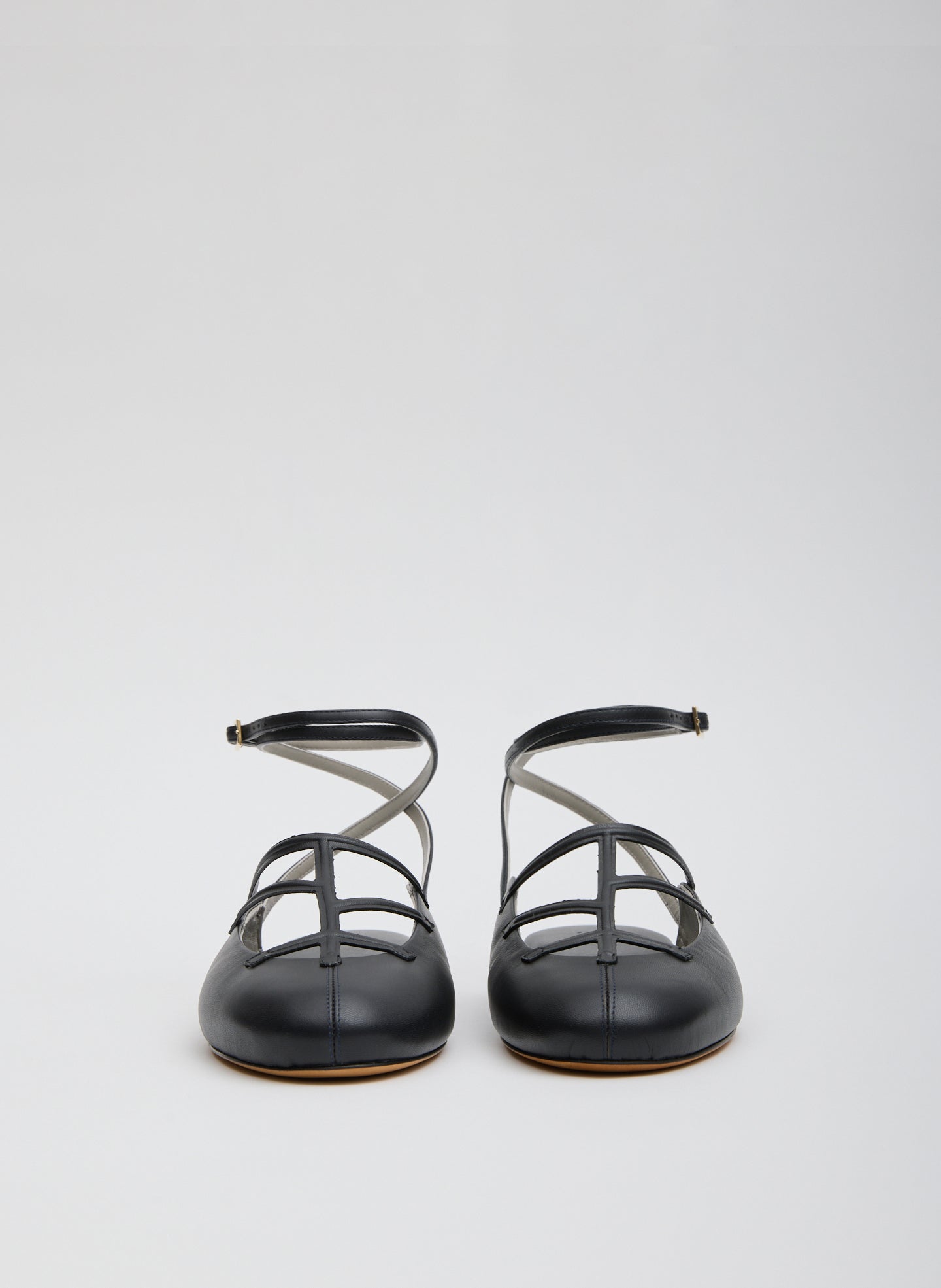 Dark Navy Jean-Claude Flat - caged ballet flat, front view