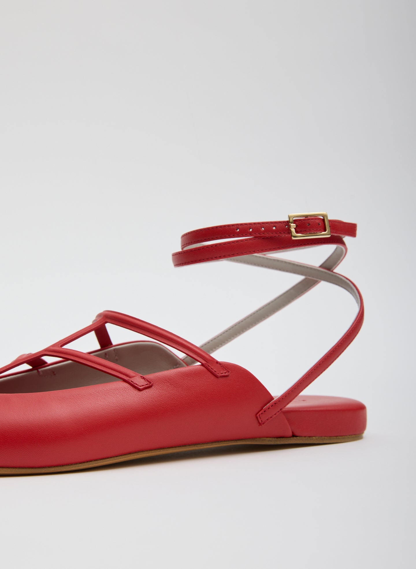 Red Jean-Claude Flat - closeup of ankle strap