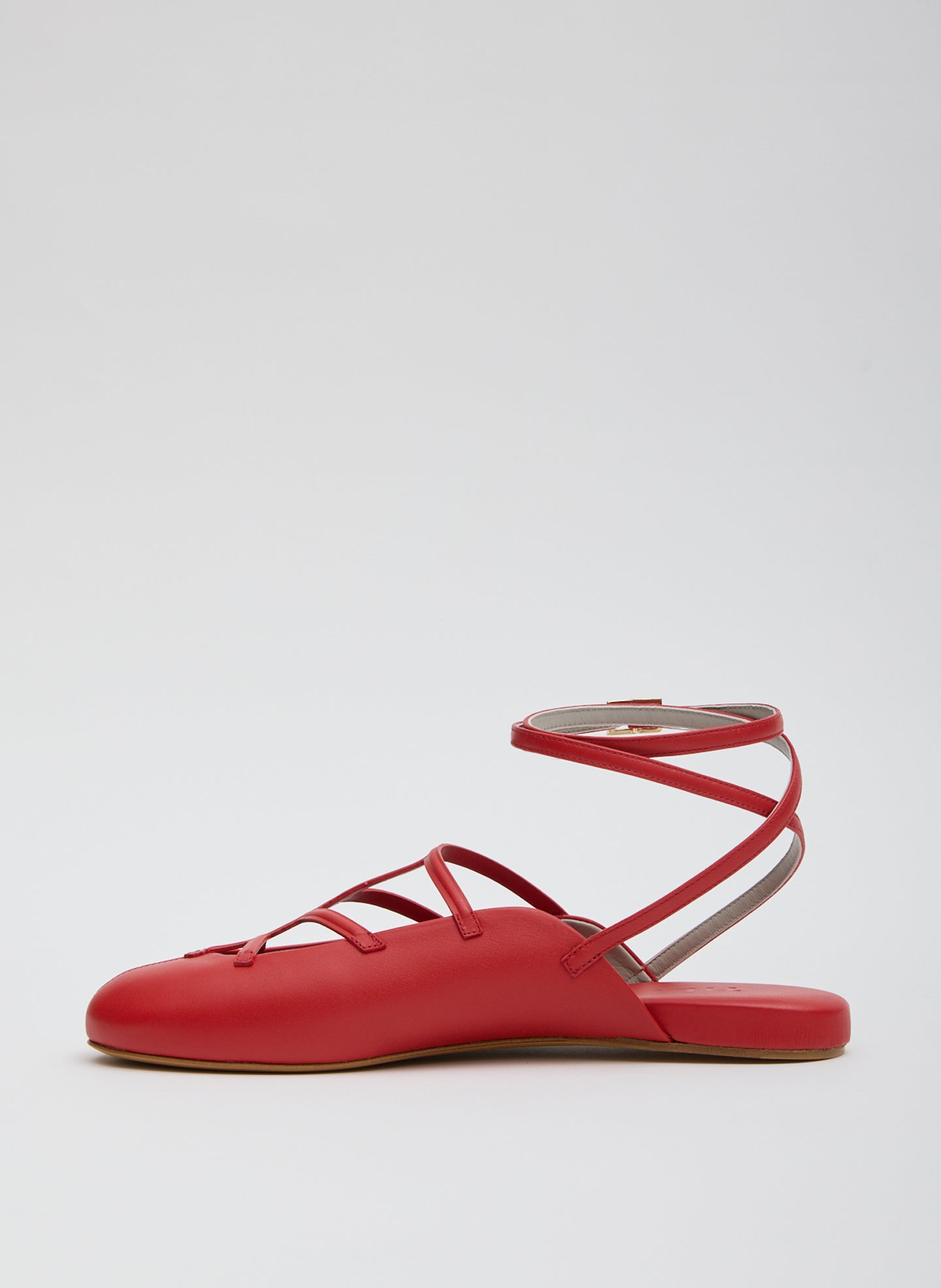 Red Jean-Claude Flat - caged ballet flat, side view