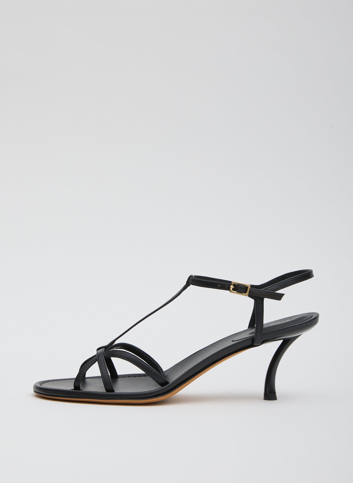 Milbourne Heel - Dark Navy Milbourne Heel - heeled leather sandal, side view