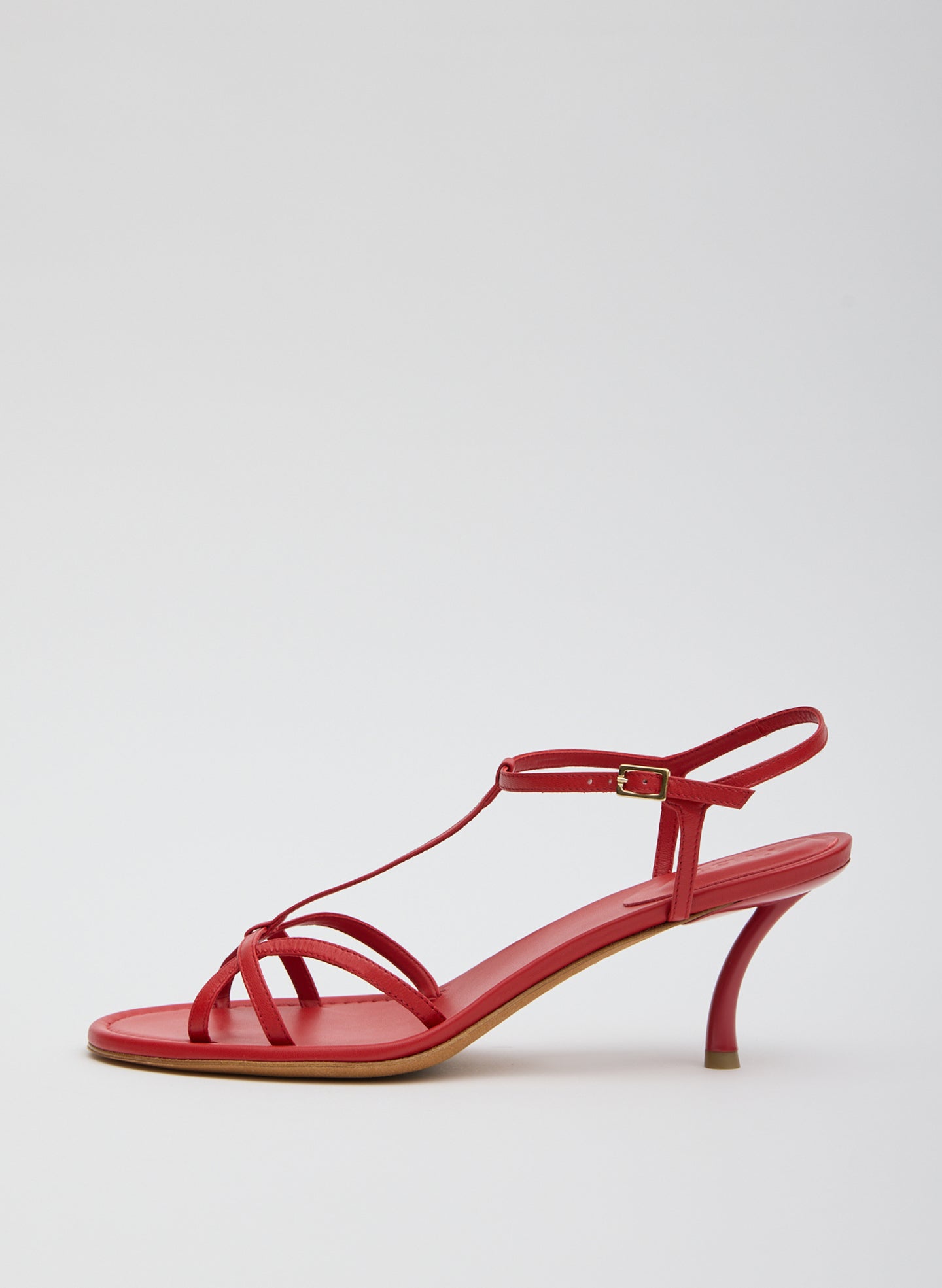 Milbourne Heel - Red Milbourne Heel - heeled leather sandal, side view