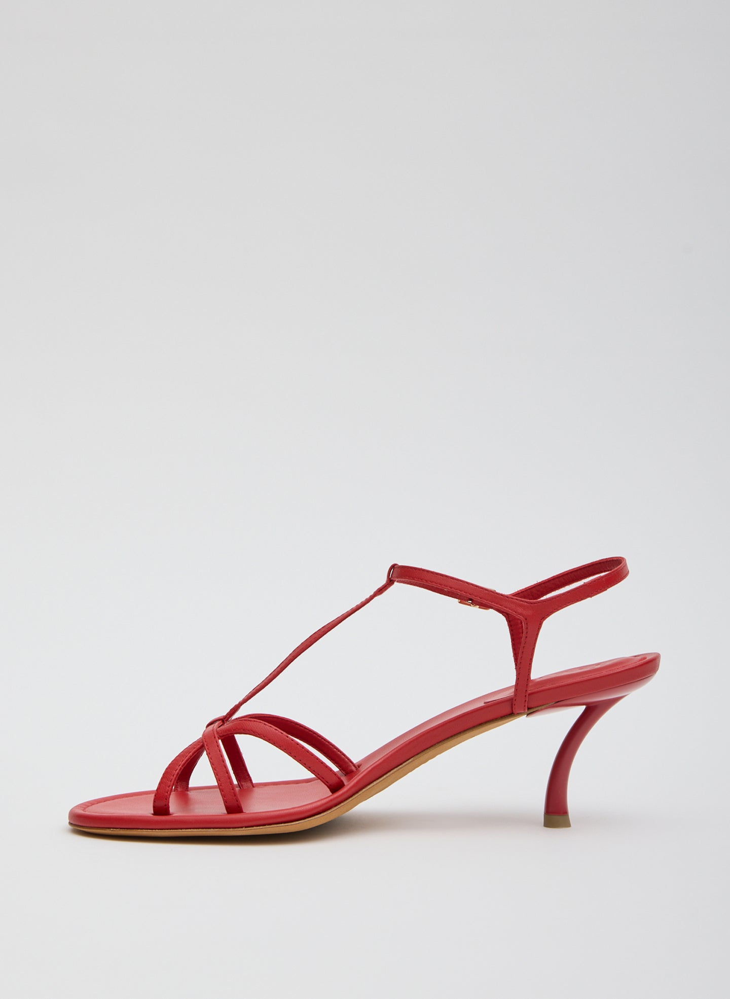 Red Milbourne Heel - heeled leather sandal, side view