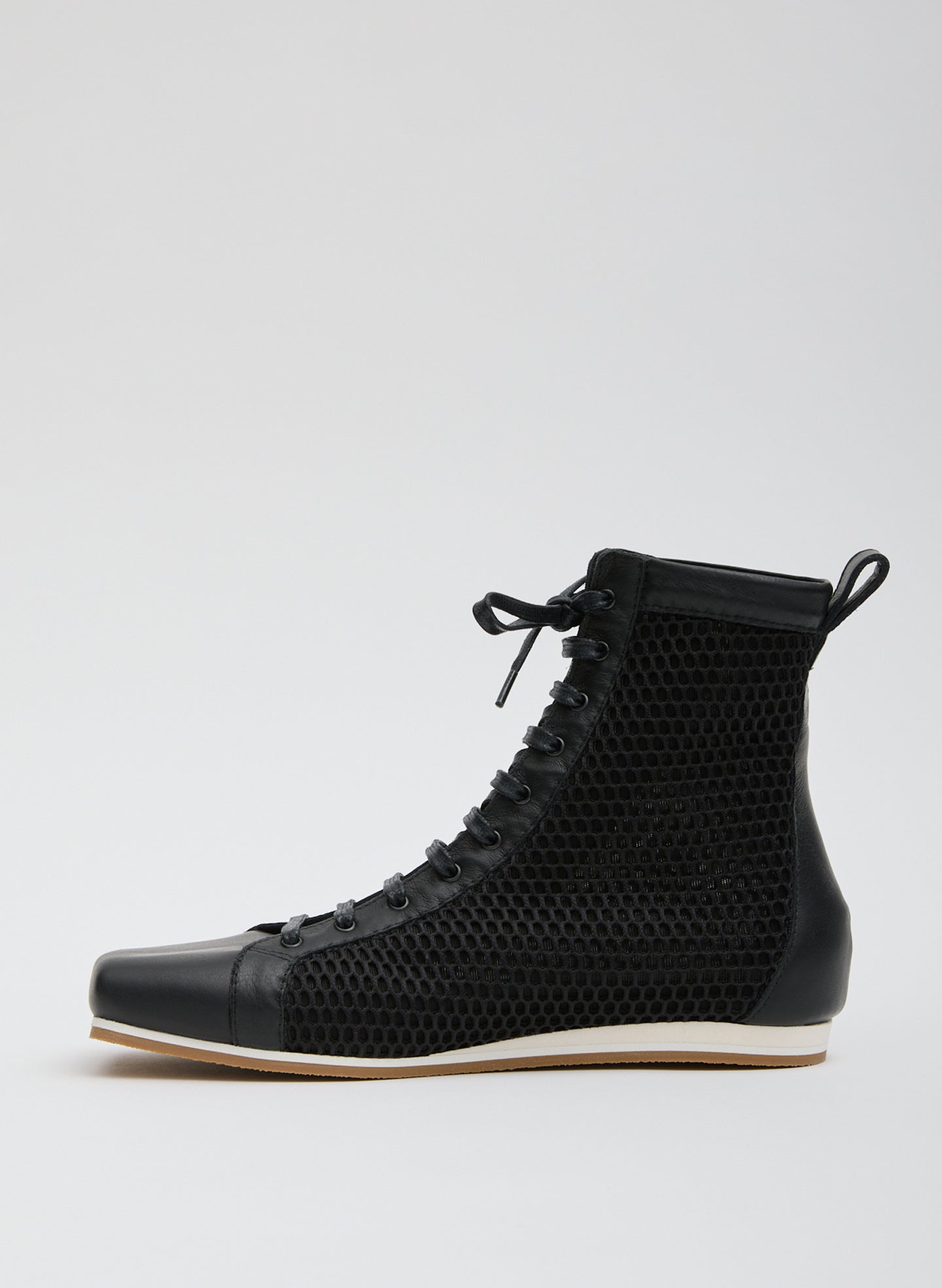 Seth Mesh High Top Sneaker - Black Seth Mesh High Top Sneaker - leather sneaker, side view