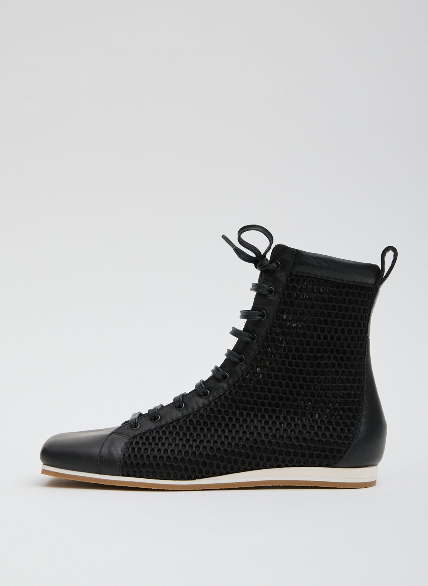 Black Seth Mesh High Top Sneaker - leather sneaker, side view