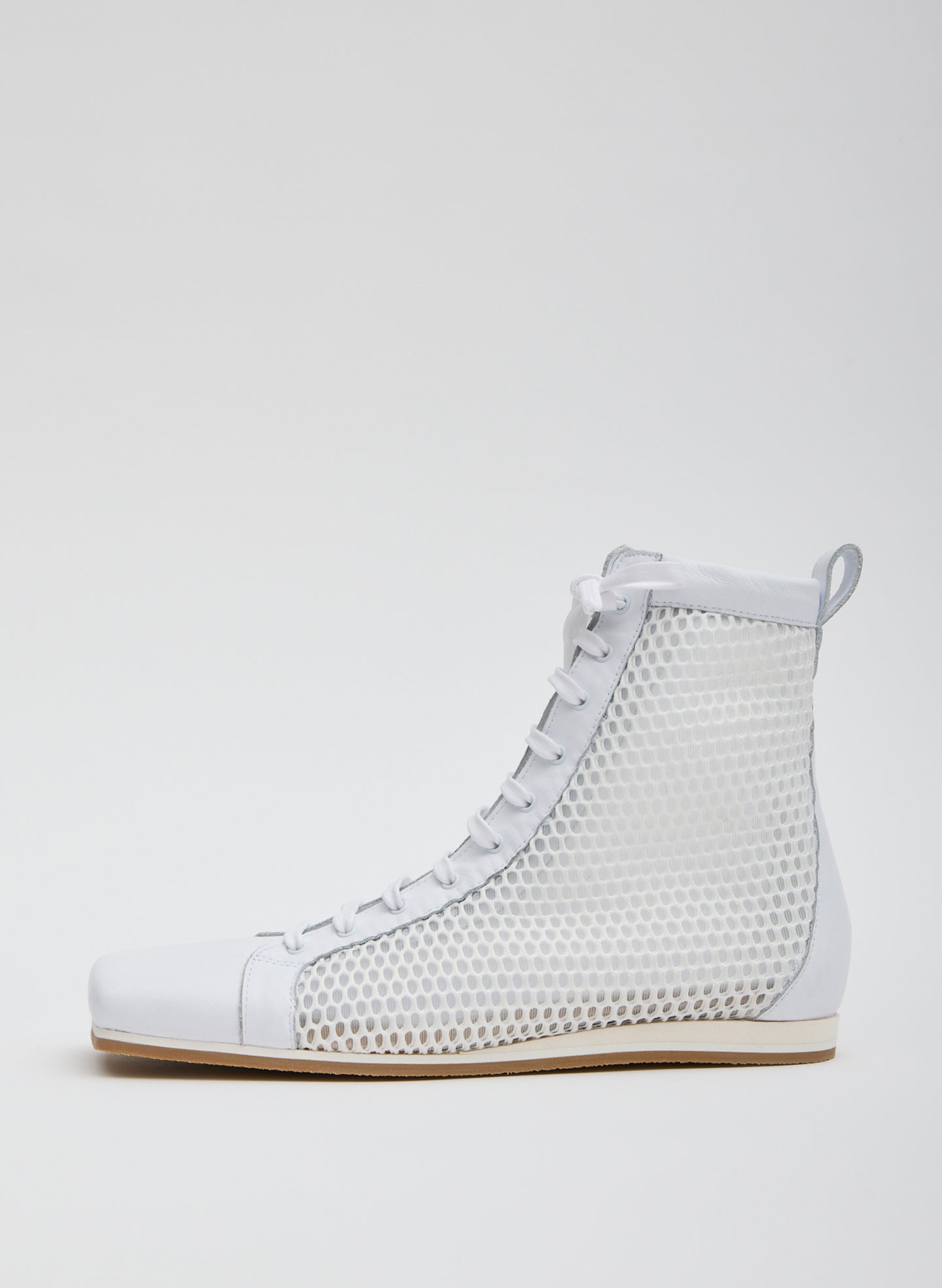 White Seth Mesh High Top Sneaker - leather sneaker, side view