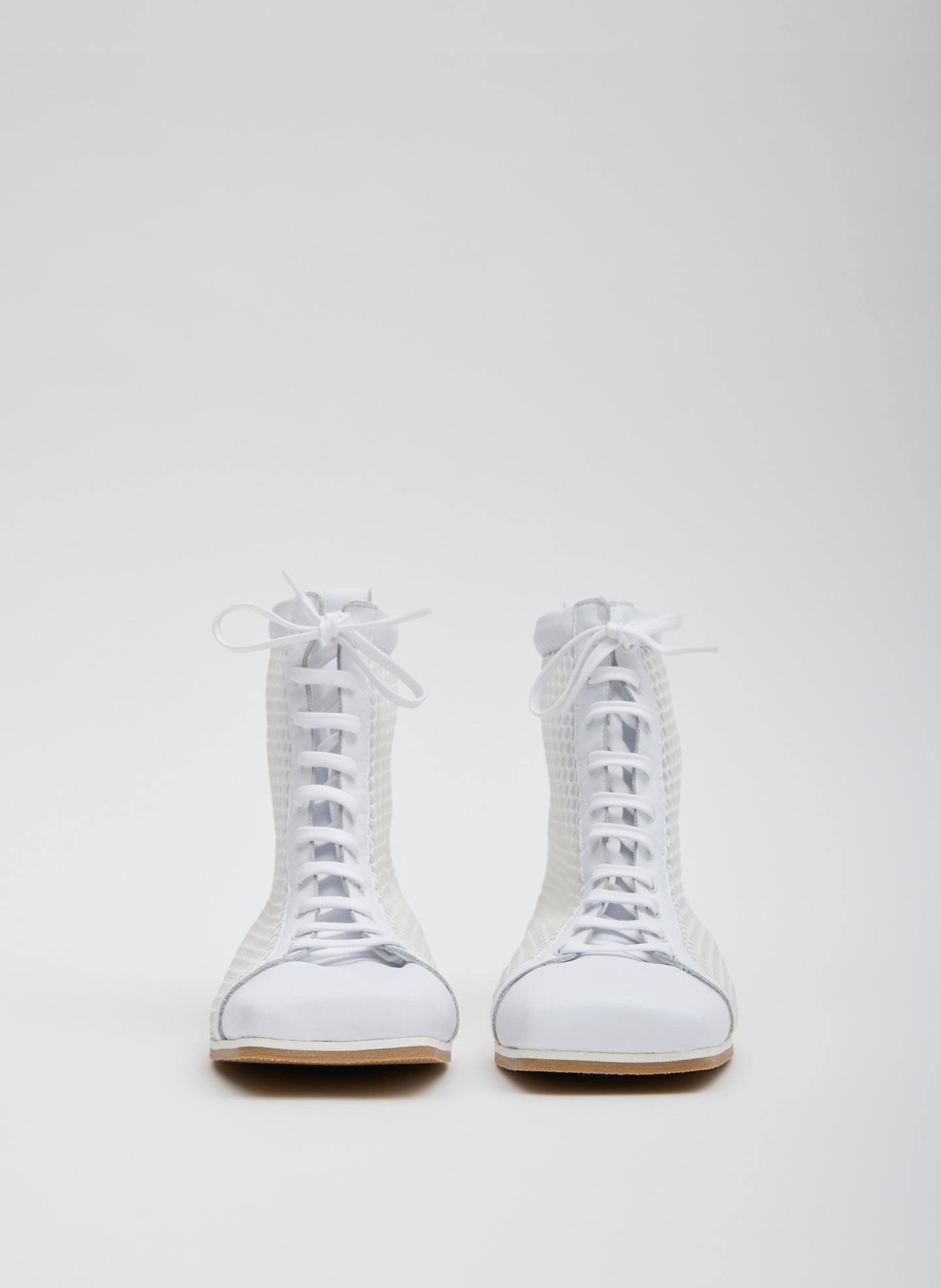 White Seth Mesh High Top Sneaker - leather sneaker, front view