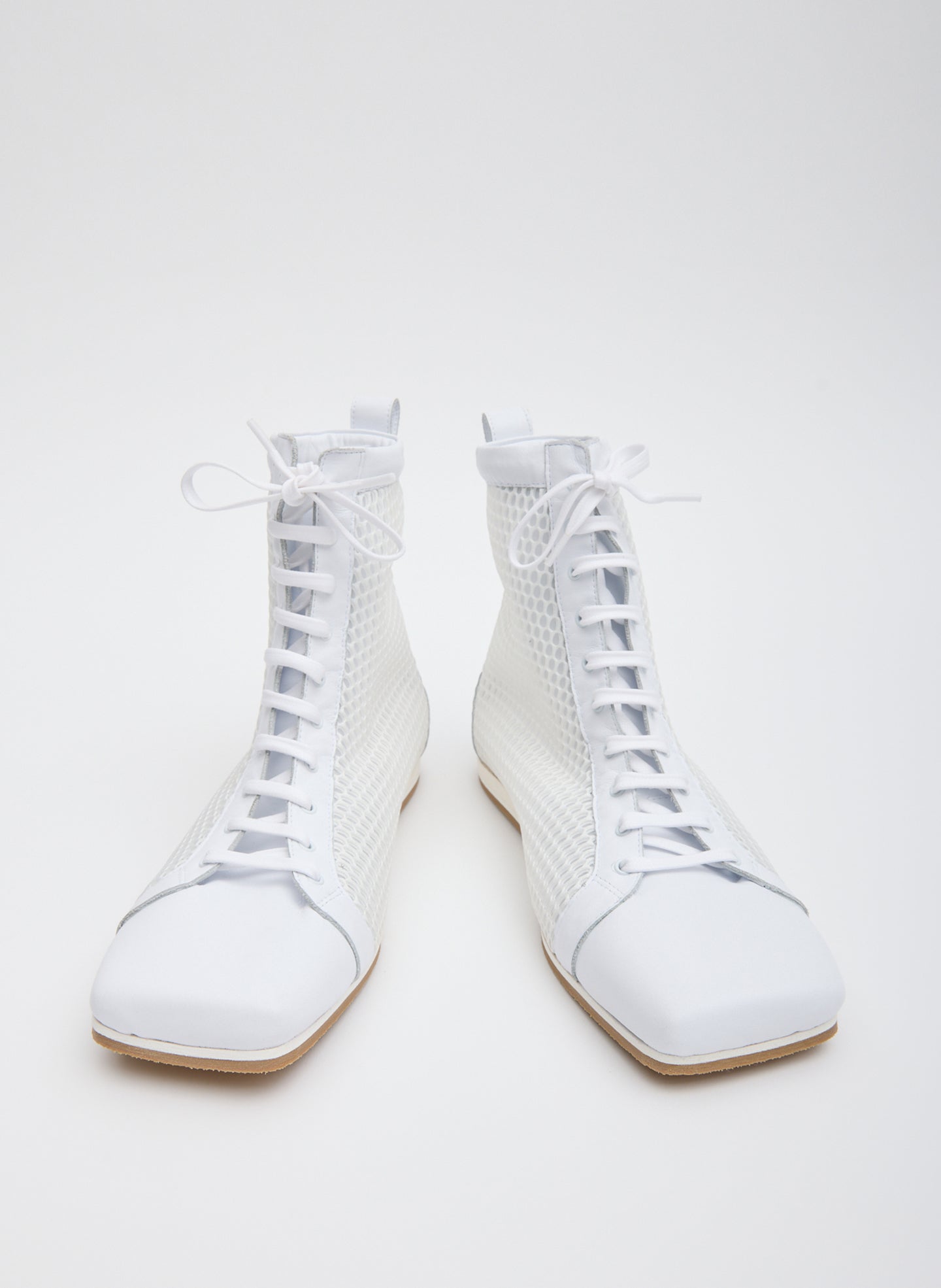 White Seth Mesh High Top Sneaker - leather sneaker, front view