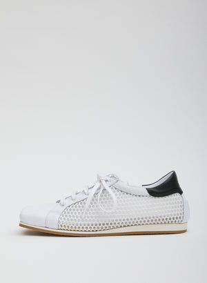 White Seth Mesh Sneaker - leather sneakers, side view