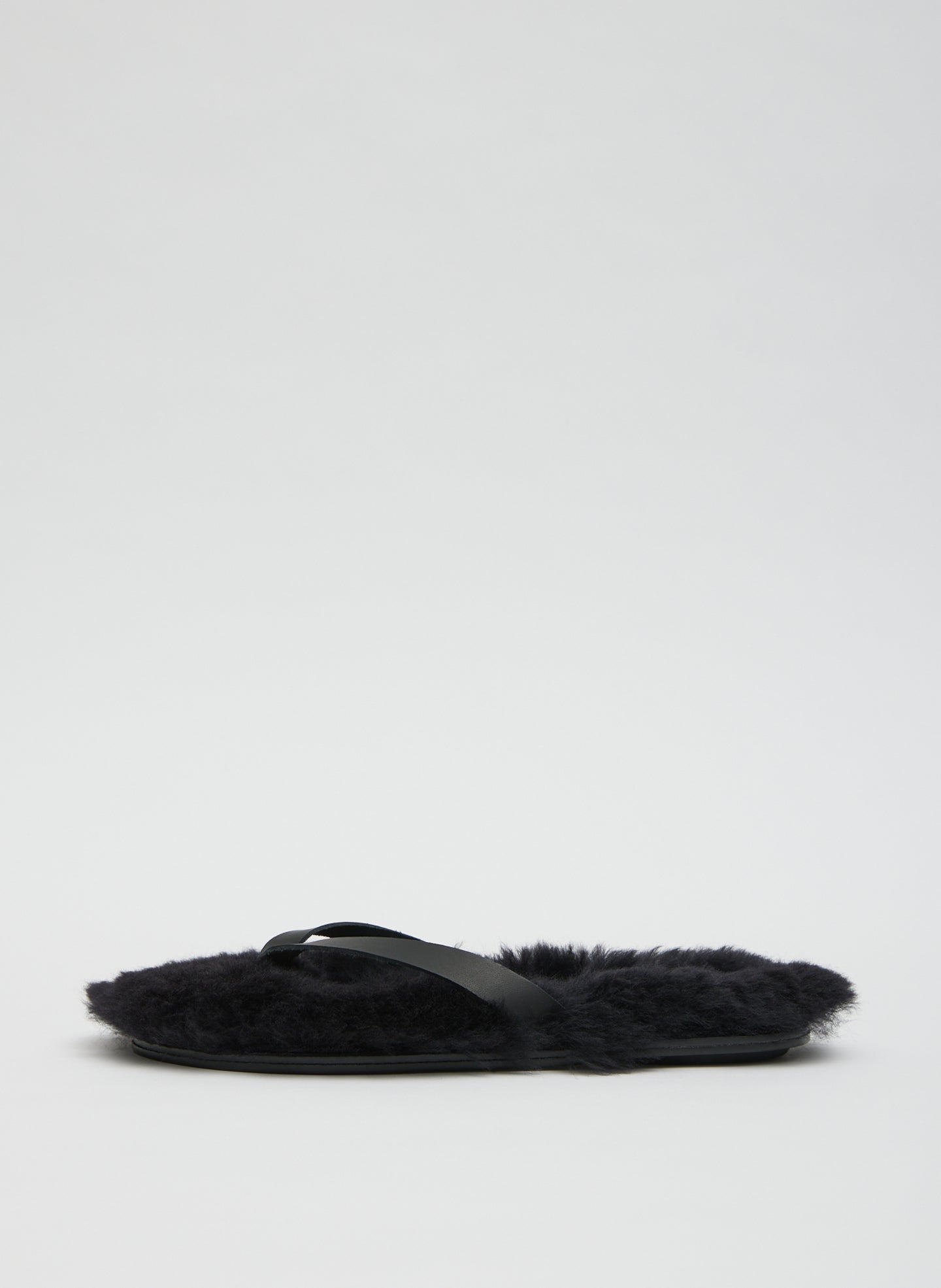 Bryan Shearling Flip Flop - Black-1