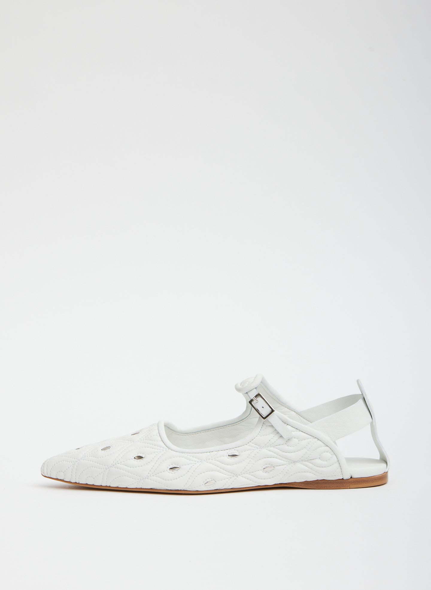 Rudolph Studded Flat - White/Silver-1