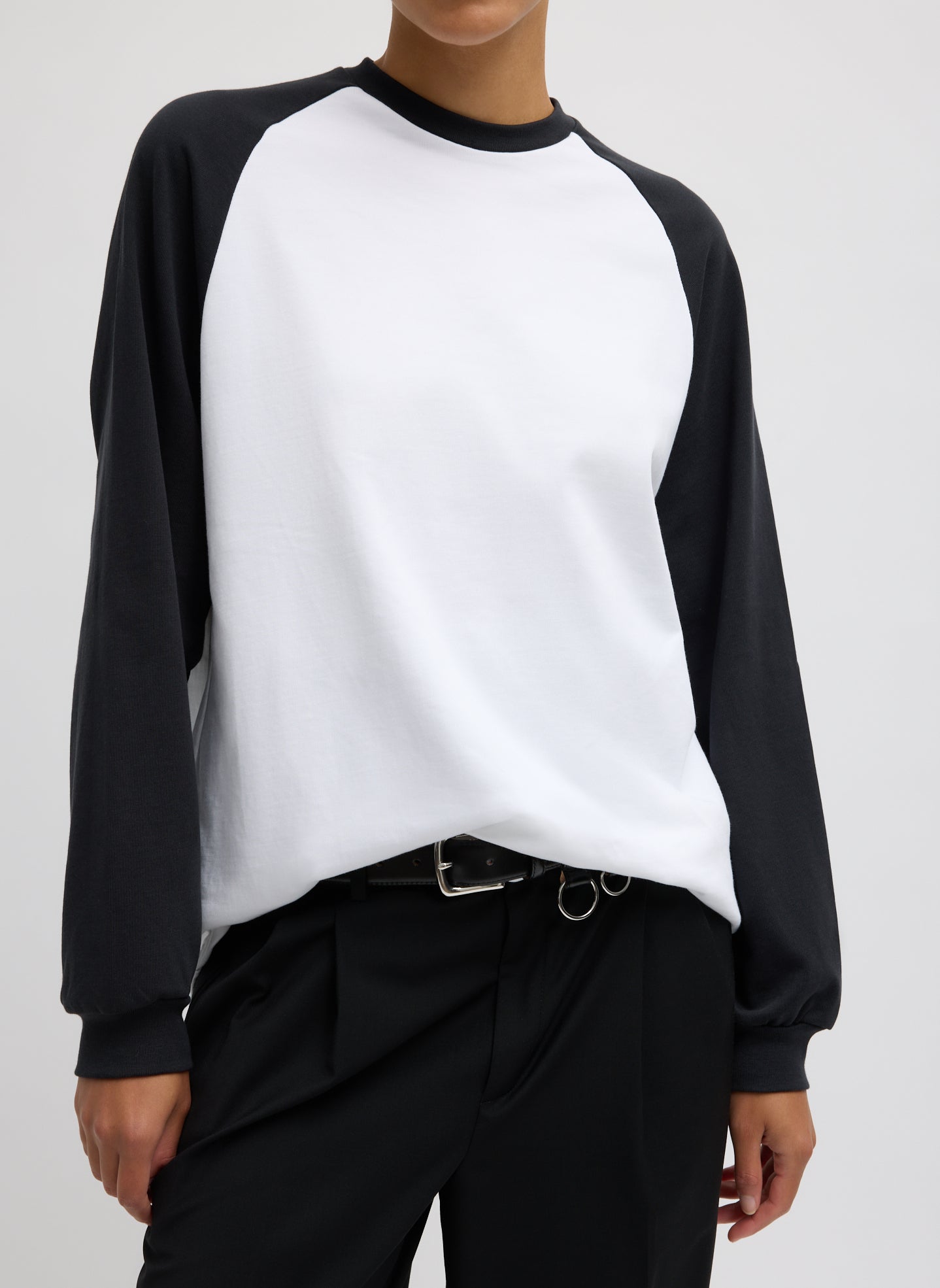Perfect Sculpted Baseball T-Shirt - Perfect Sculpted Baseball T-Shirt - long sleeve tee, front view on model