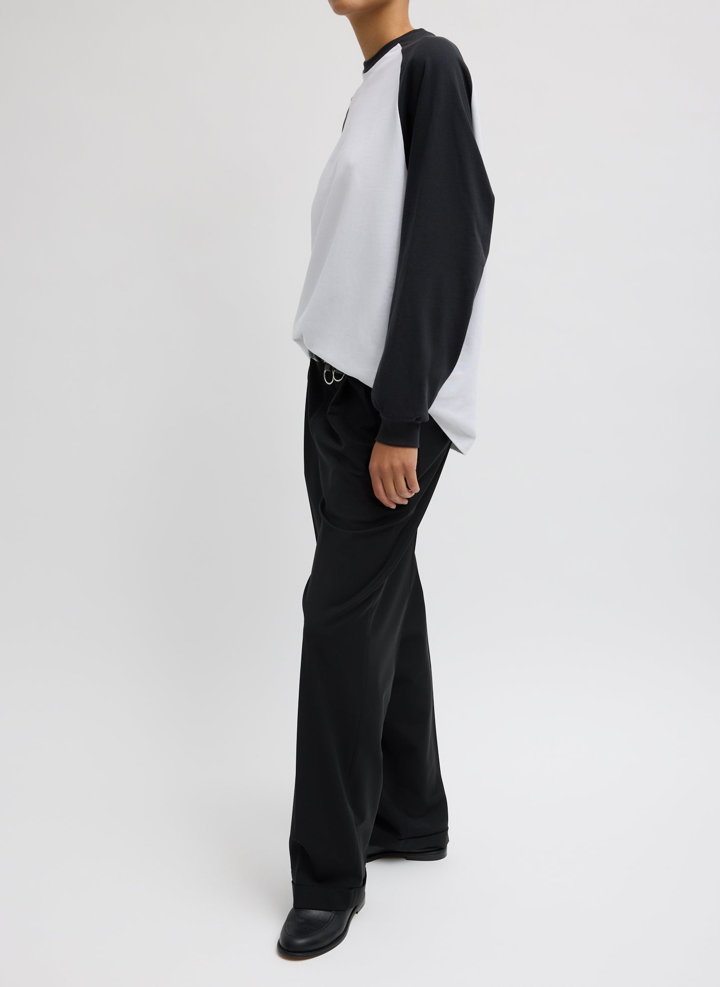 Perfect Sculpted Baseball T-Shirt - full look, side view on model