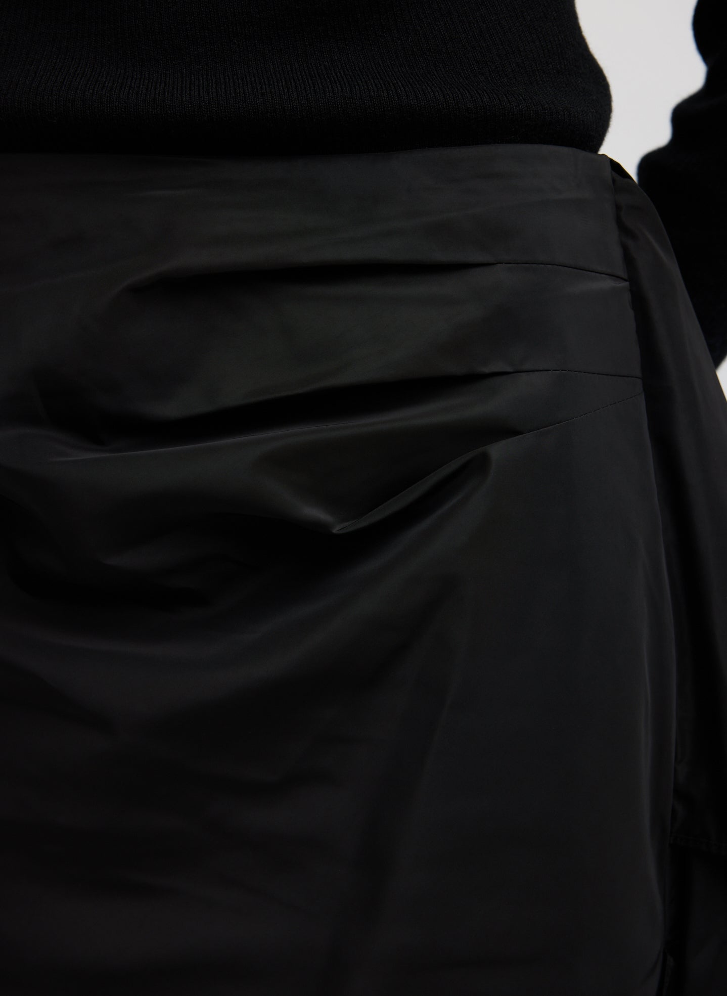 Black Italian Sporty Nylon Ribbon Skirt - closeup of Italian Sporty Nylon fabric