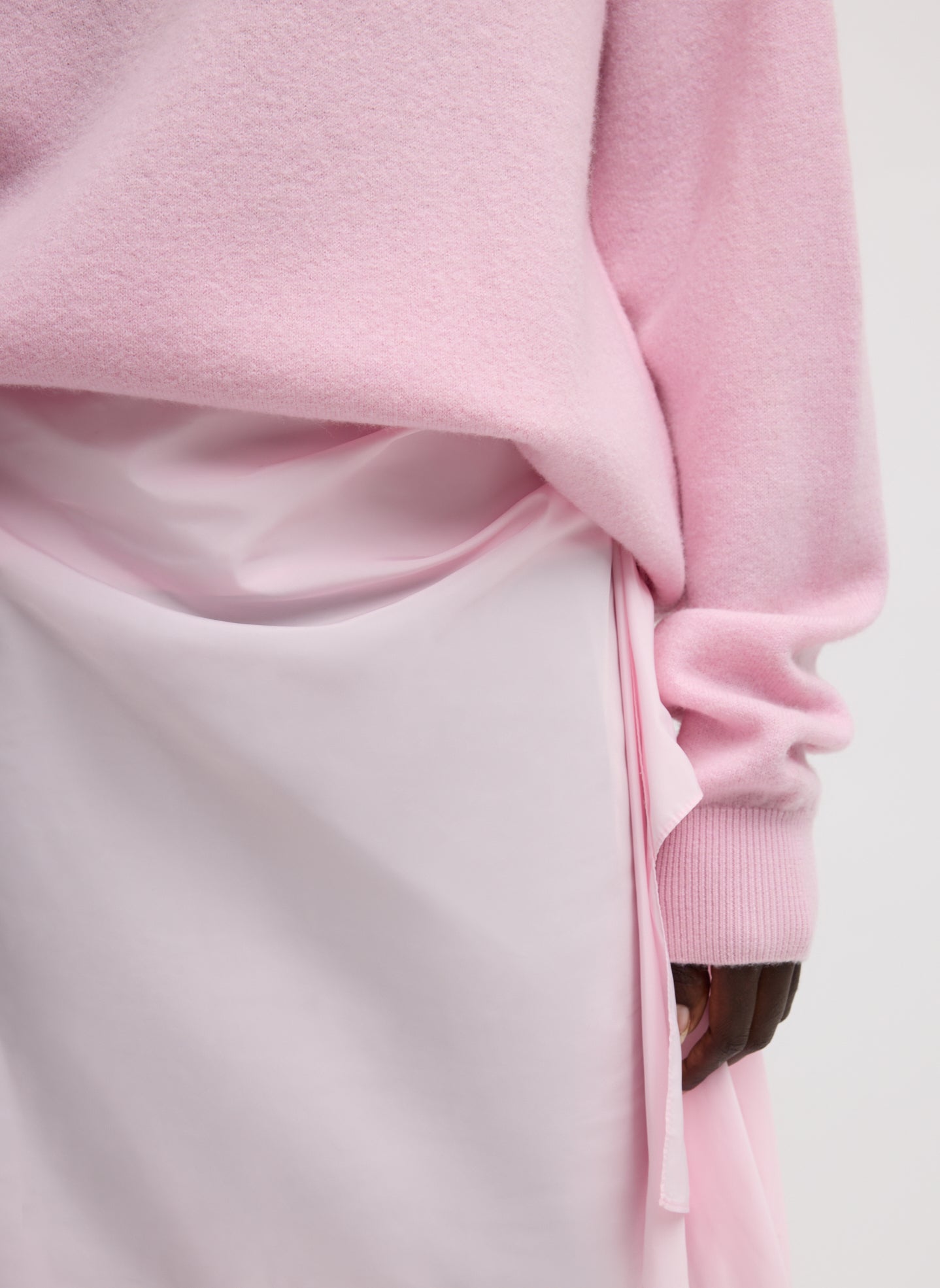 Light Pink Italian Sporty Nylon Ribbon Skirt - closeup of Italian Sporty Nylon fabric