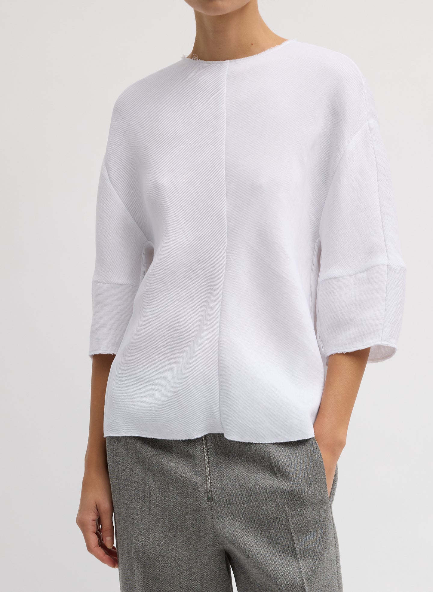 Viscose Plisse Hinged Short Sleeve Top – Tibi Official