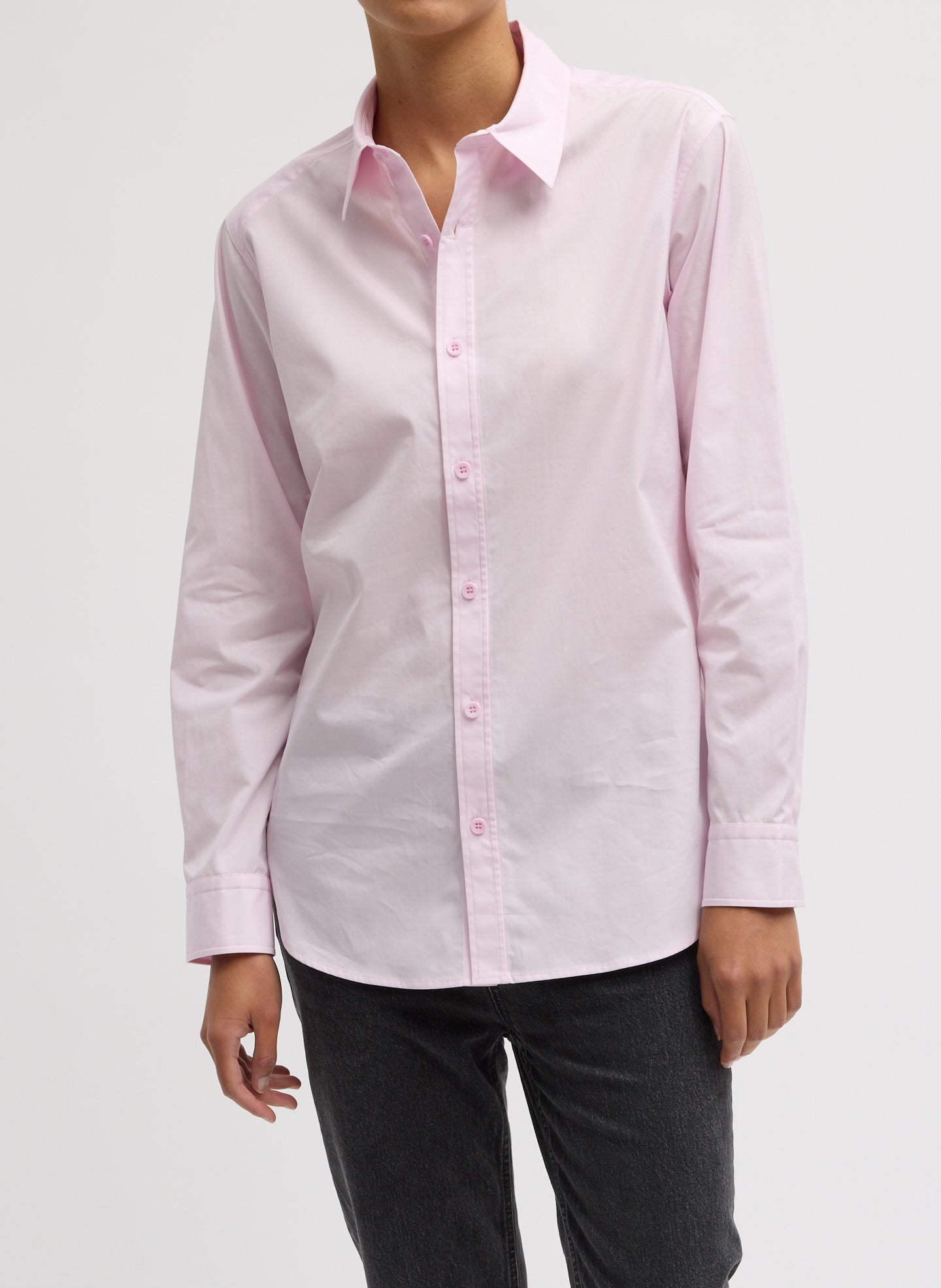 Charlie Men's Slim Shirt - Pink Charlie Men's Slim Shirt - long sleeve button down shirt, front view on model