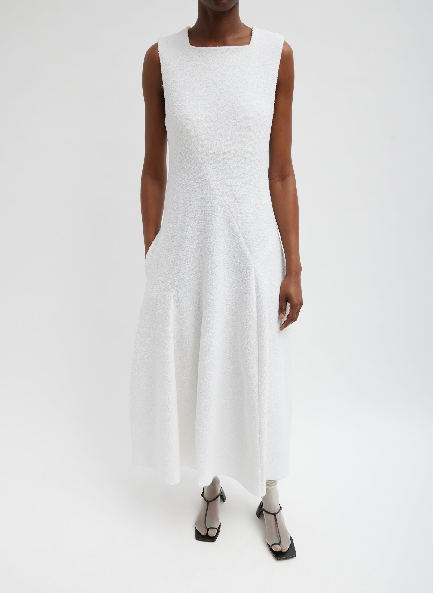 Boucle Knit Sculpted Dress - White-1