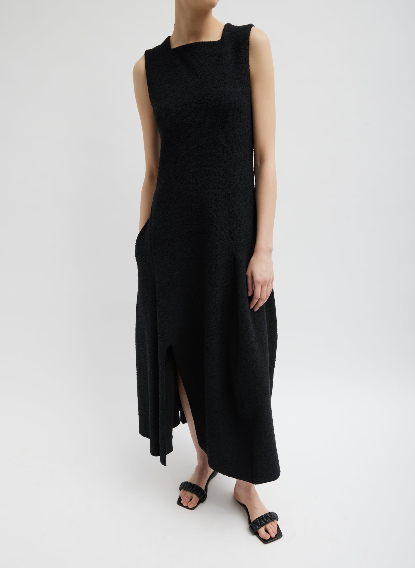 Boucle Knit Sculpted Dress - Black-1