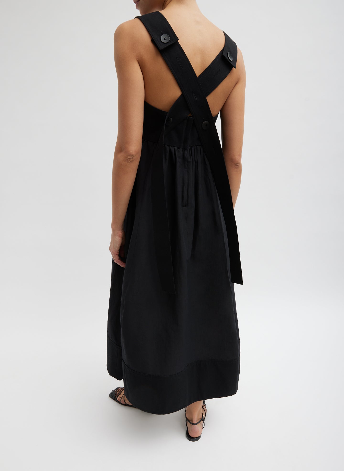 Linen Cotton Voile Sculpted Dress - Black / 00 / S124LV1616 Linen Cotton Voile Sculpted Dress - Black / 00 / S124LV1616