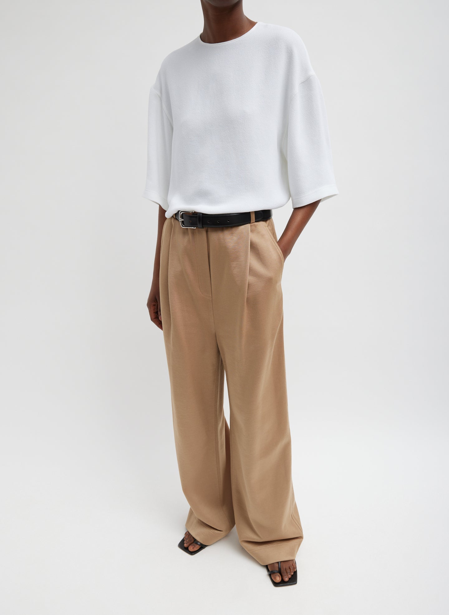 Silk Terry Pleated Pull On Pant - Granola-1