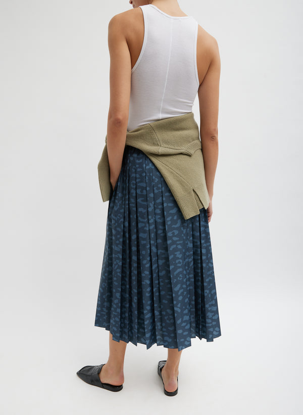 Recycled Sporty Nylon Cheetah Pleated Pull On Skirt - Recycled Sporty Nylon Cheetah Pleated Pull On Skirt