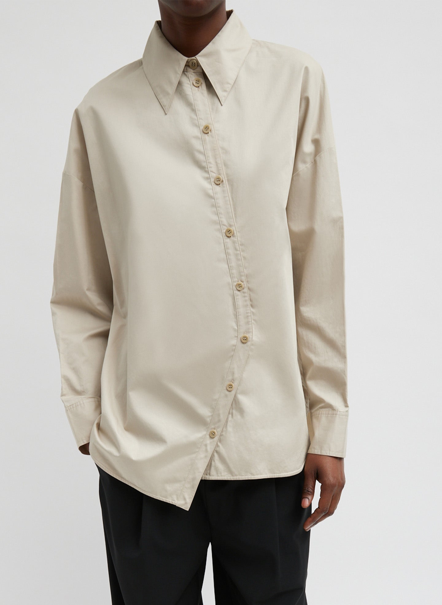 Eco Poplin Asymmetrical Shirt Tibi Official Eco Poplin Asymmetrical Shirt Tibi Official