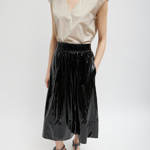 Light Weight Stretch Patent Smocking Waistband Full Skirt – Tibi 