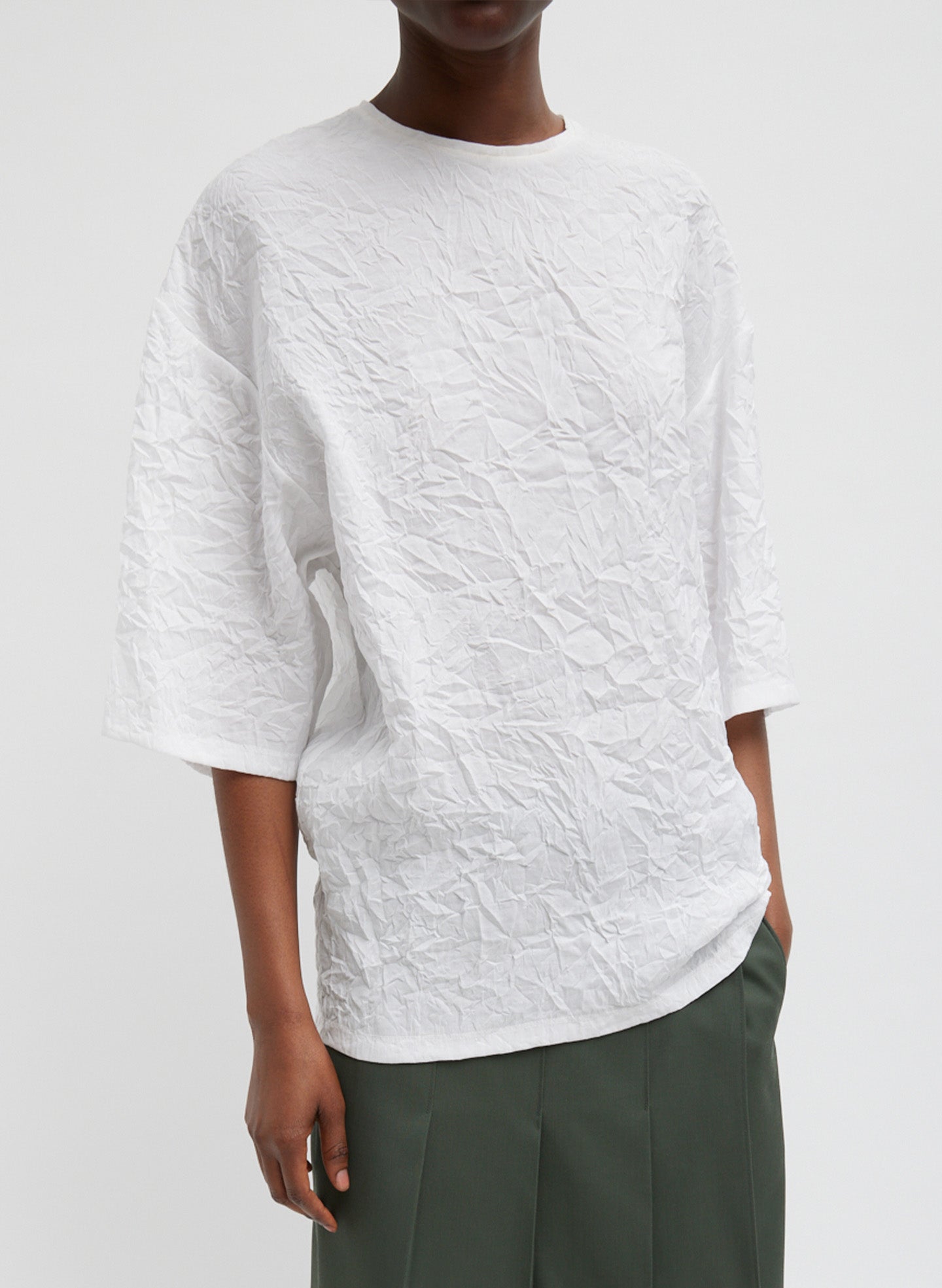 Crinkle Shirting Easy T-Shirt - White-1