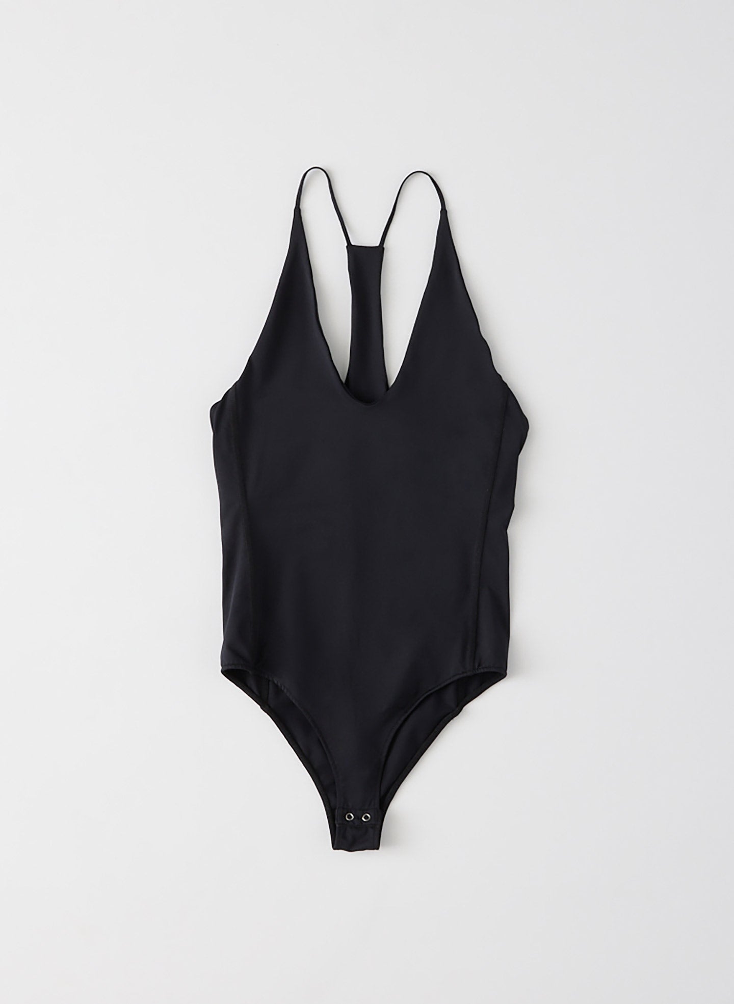 Black Stretch Lightweight Tech Knit Strappy Racerback Tank Top - flat lay