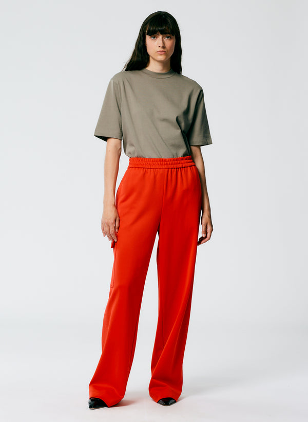 Active Knit Wide Leg Pull On Pant - Red-1