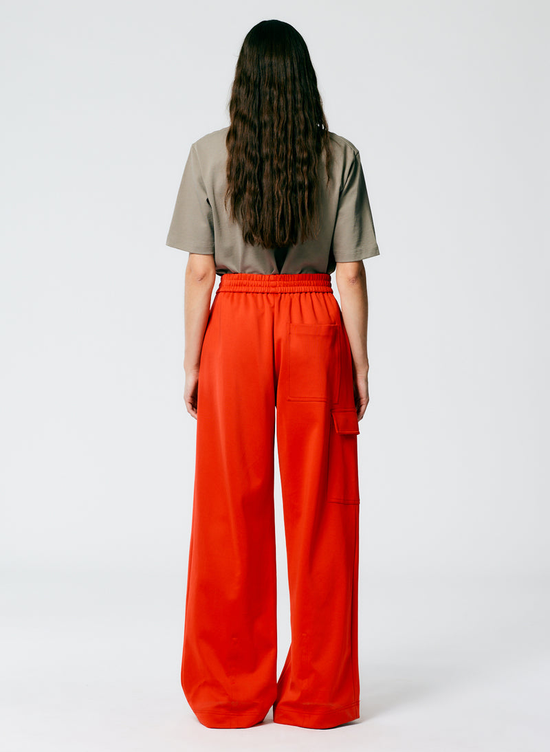 Active Knit Wide Leg Pull On Pant Red-5