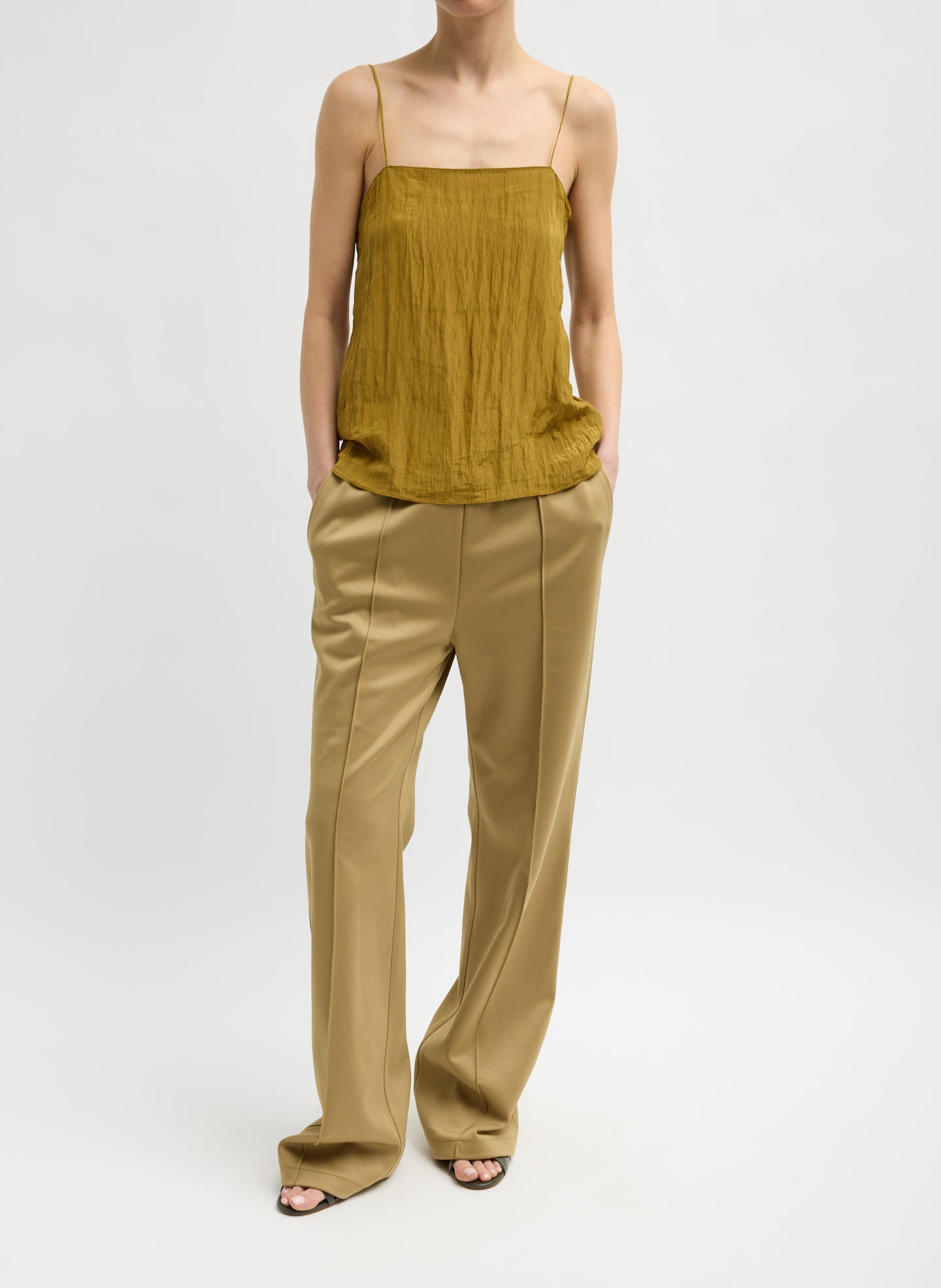 Buff Tan Active Knit Scottie Jogger - full look, front view on model