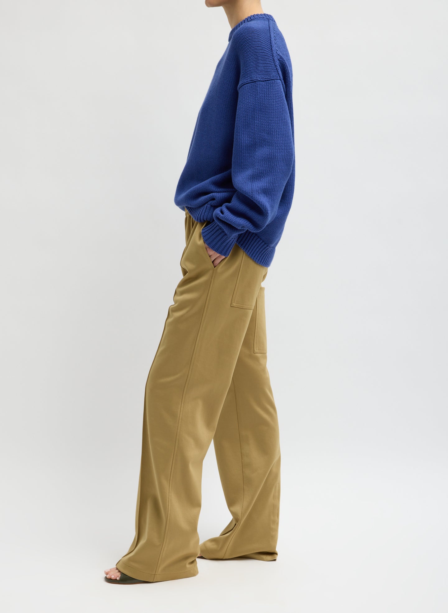 Buff Tan Active Knit Scottie Jogger - side view on model